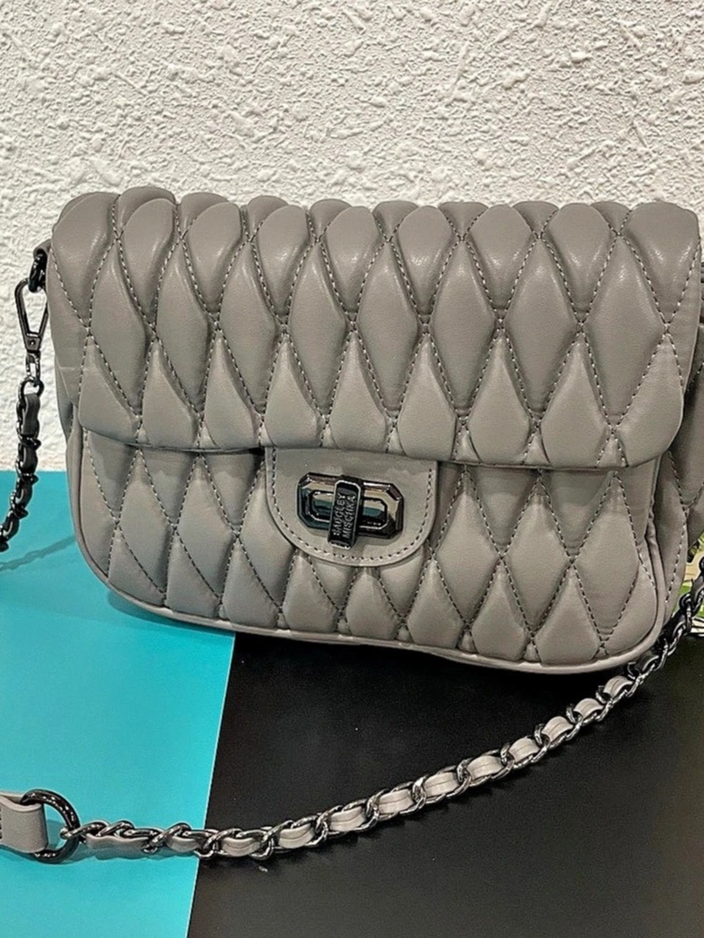 Badgley Mischka Quilted Crossbody Bag Gray
